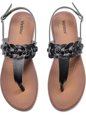 Women's Casual Flat Slide Sandals Black Comfortable Slip-On with Ankle Strap